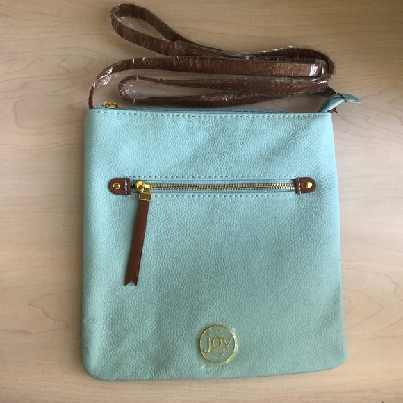 New Joy Mangano Powder Blue Leather Crossbody Bag - Picture 1 of 4